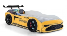 Дитяча ліжко машина GT18 4x4 Turbo Yellow з підсвіткою, спойлер